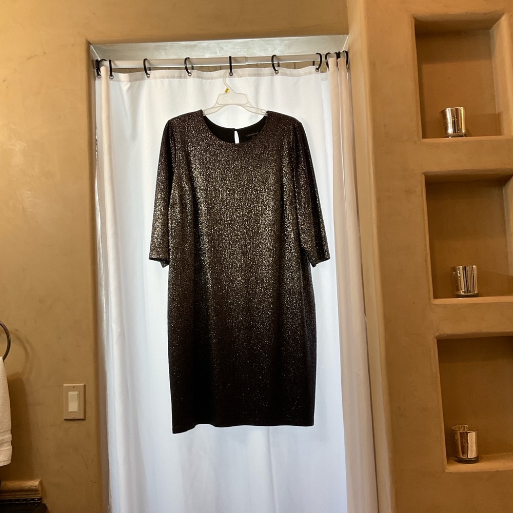 Lane Bryant Black Metallic Long Sleeve Dress